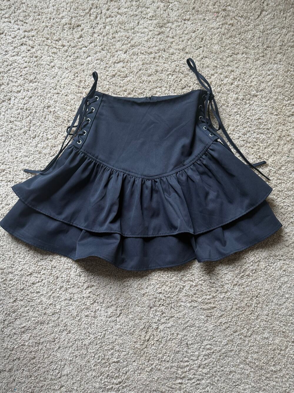 Black Tiered Corset Y2K Mini Skirt - Womens XS EUC